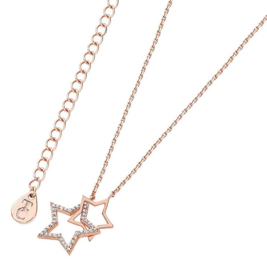 Jewellery Tipperary Crystal | Star Interlocking Pendant Rose Gold