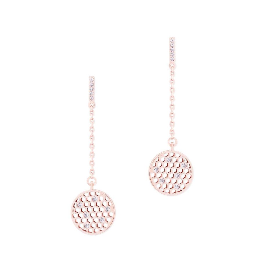 Jewellery Bees | Bee Rose Gold Circle Chain Earrings