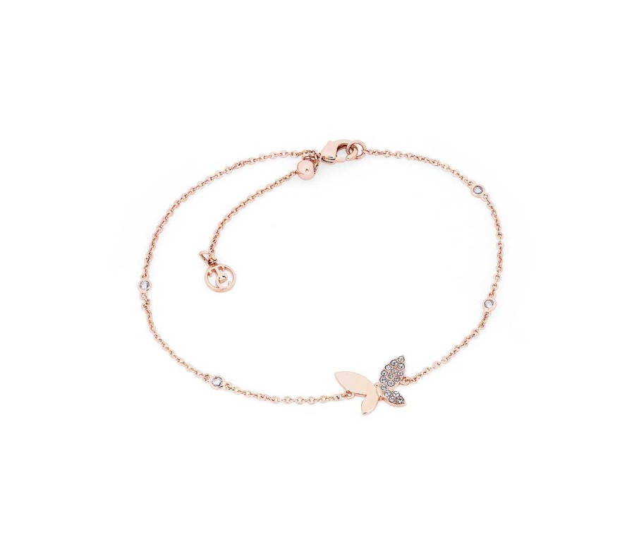 Jewellery Tipperary Crystal | Tc Butterfly - Half Pave Bracelet Rose Gold