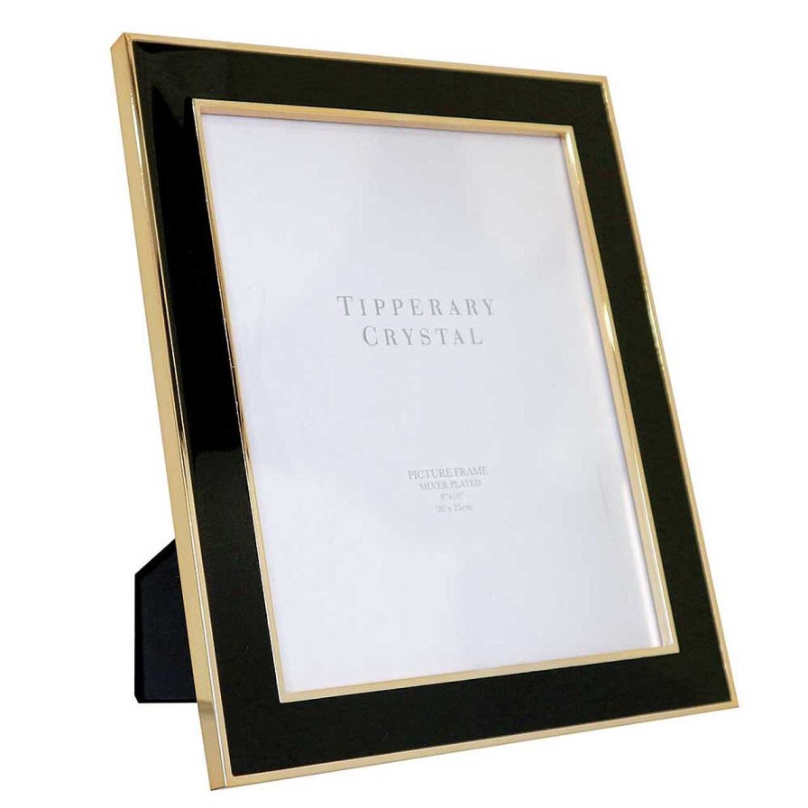 Homeware Tipperary Crystal Photo Frames | Black Enamel Frame With Rose Gold Edging 8 Inch X 10 Inch