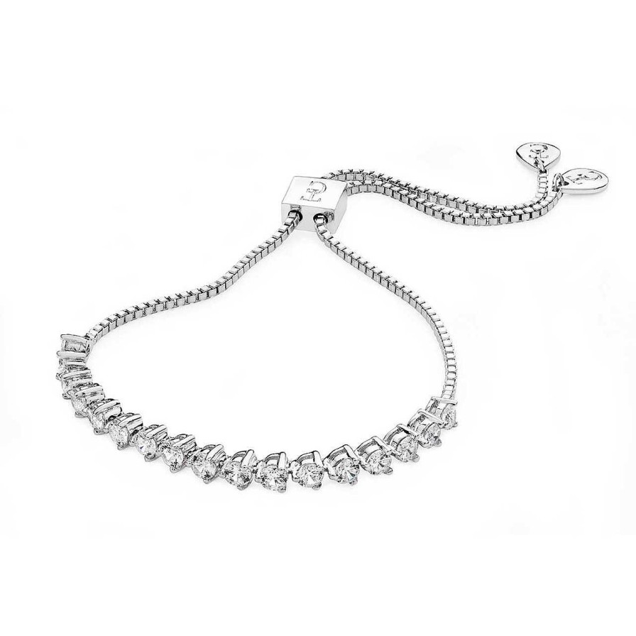 Jewellery Tipperary Crystal | Round Tennis Bolo Bracelet Silver