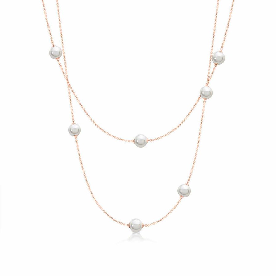 Jewellery Romi Dublin | Romi Rose Gold Necklace Pearls & Chain