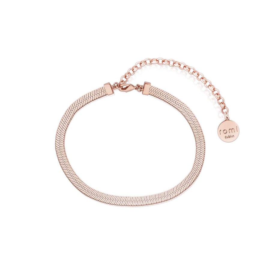 Jewellery Romi Dublin | Romi Herringbone Chain Bracelet Rose Gold