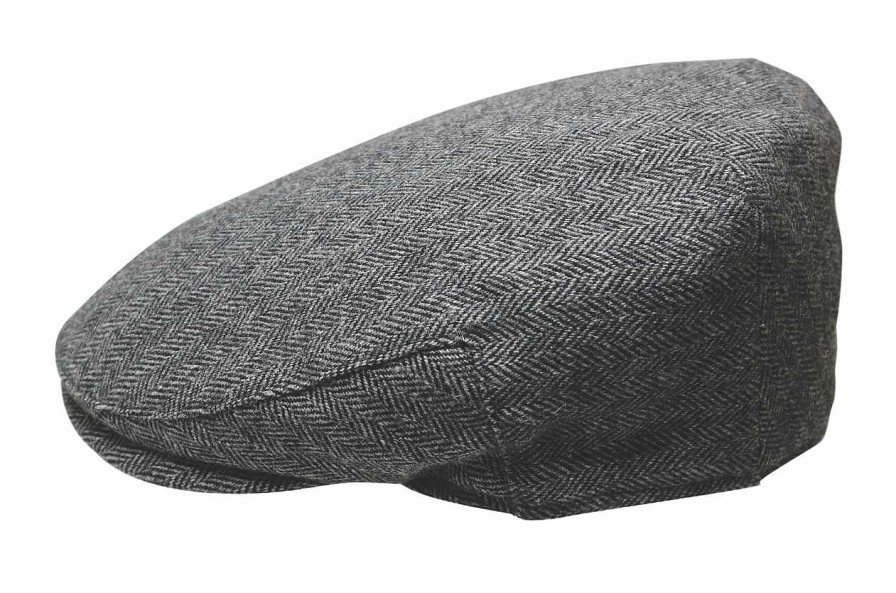 Handbags The Quiet Man | The Quiet Man Grey Herringbone Wool Flat Cap