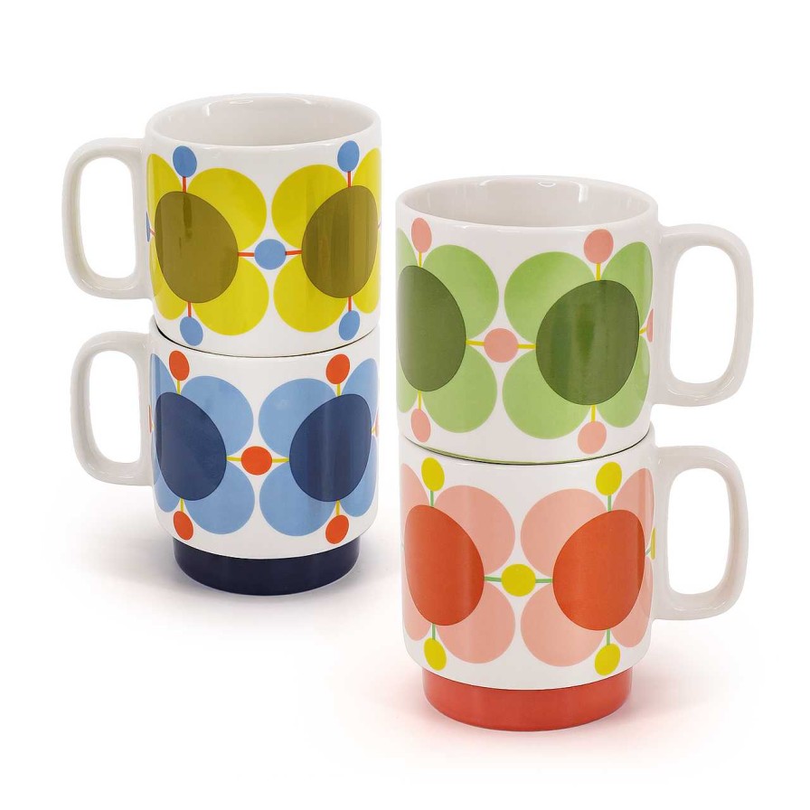 Homeware Orla Kiely Mugs | Orla Kiely Set 4 Stacking Mugs - Atomic Flower