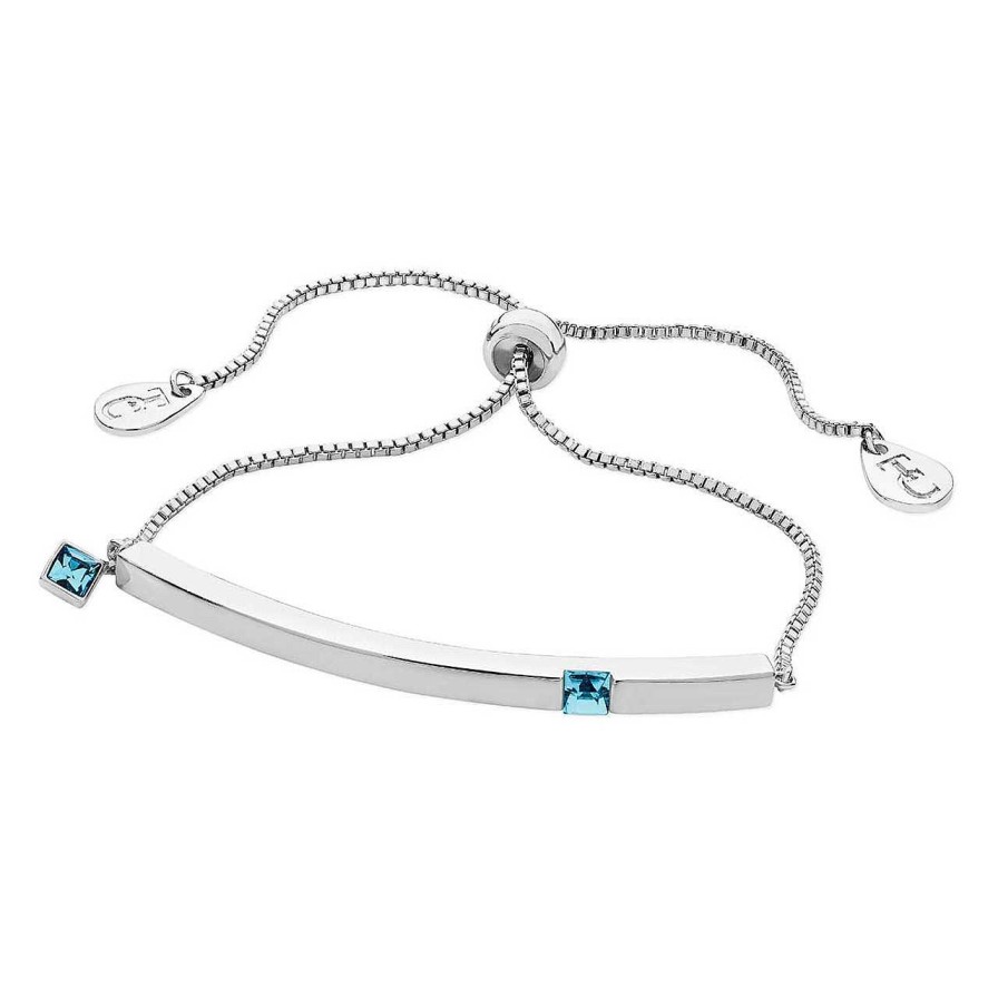 Jewellery Tipperary Crystal | March - Silver Bar Birthstone Bracelet - Aquamarine Crystal