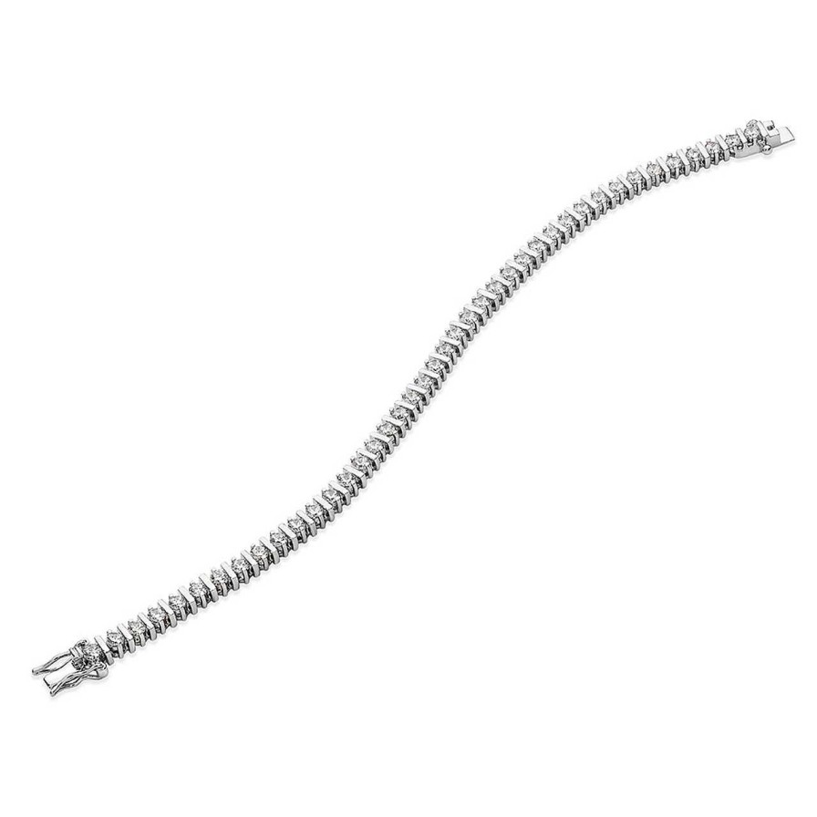 Jewellery Tipperary Crystal | Silver Round Pillar Tennis Bracelet