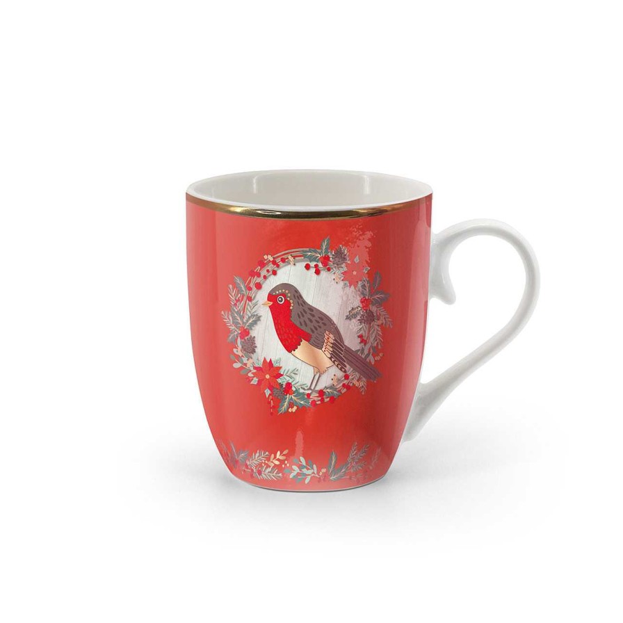 Homeware Tipperary Crystal Mugs | Single Christmas Mug - Christmas Robin