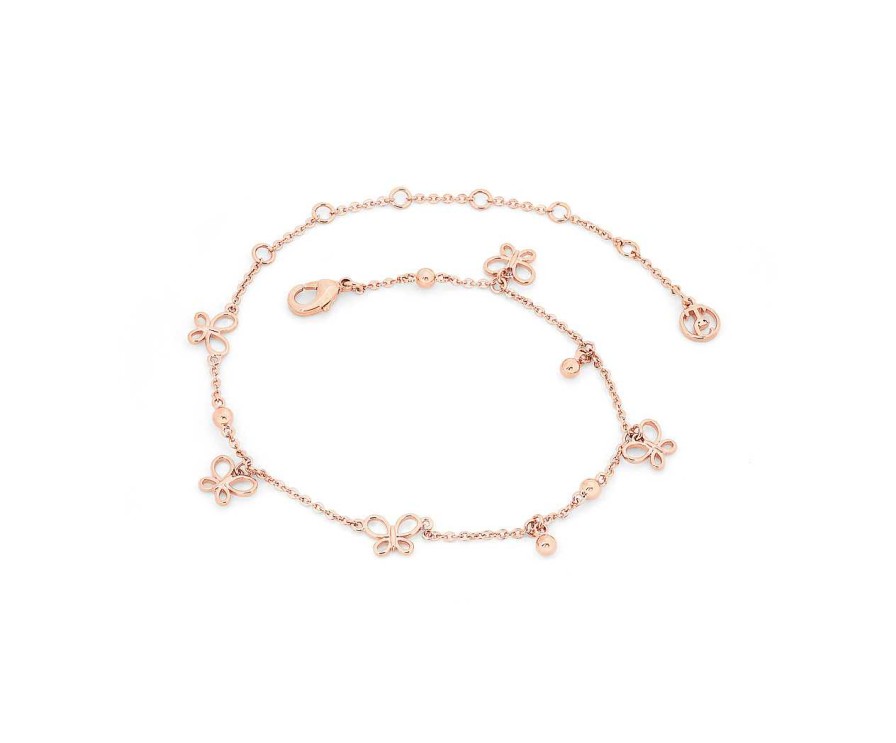 Jewellery Tipperary Crystal | Tc Butterfly - Charm Bracelet Rose Gold