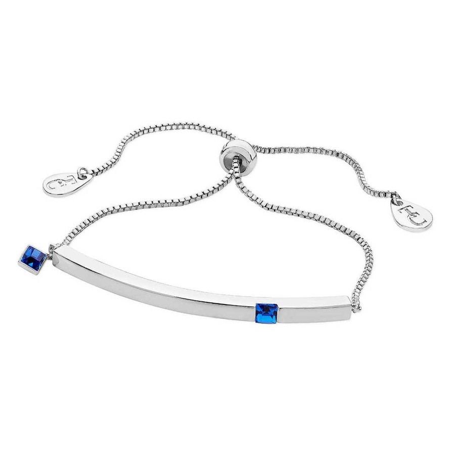 Jewellery Tipperary Crystal | September - Silver Bar Birthstone Bracelet - Sapphire Crystal