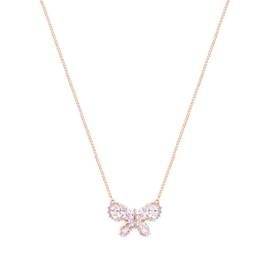 Jewellery Butterfly | Tc Butterfly Rose Gold Clear Cz Pendant - New 2023