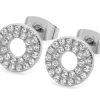 Jewellery Tipperary Crystal | Sterling Silver Pave Double Band Moon Earrings